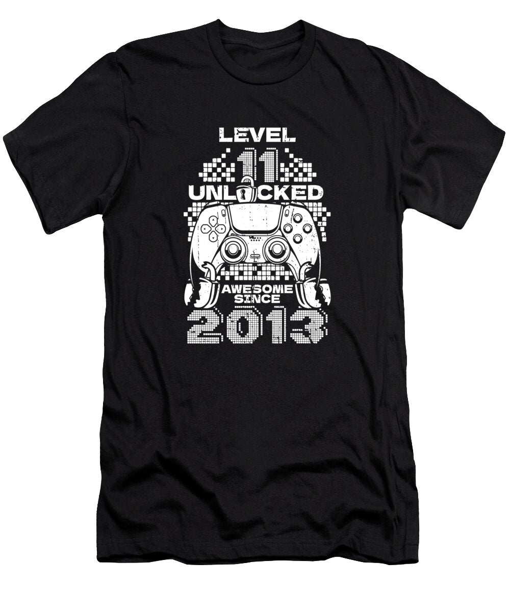 18 Gaming 11th Birthday Year Old Gamer Level 11 Unlocked Crazy Squirrel T-Shirt