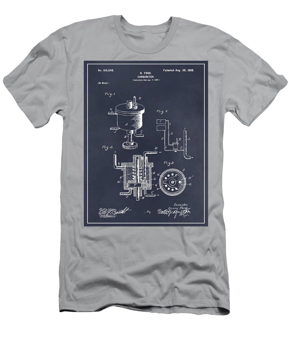 1897 Henry Ford Carburetor Blackboard Patent Print Greg Edwards T-Shirt