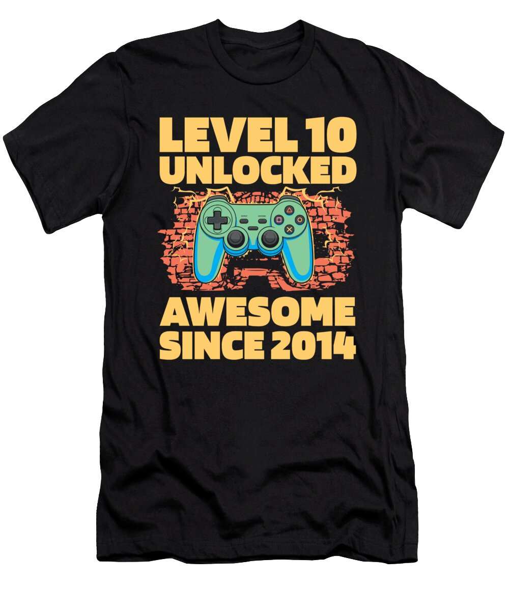 19 10 Year Old Gamer Gaming 10th Birthday Level 10 Unlocked Crazy Squirrel T-Shirt