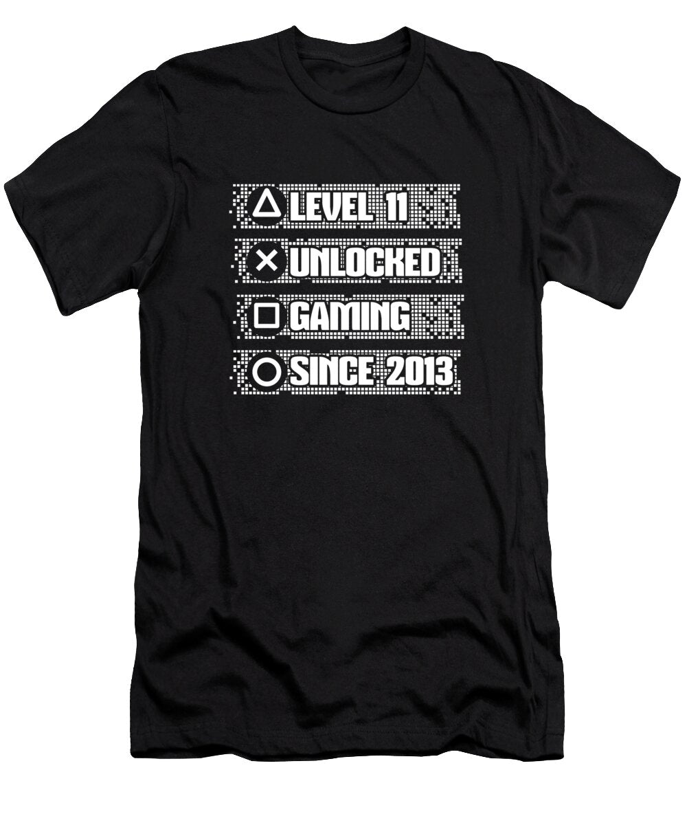19 11 Year Old Gamer Gaming 11th Birthday Level 11 Unlocked Crazy Squirrel T-Shirt