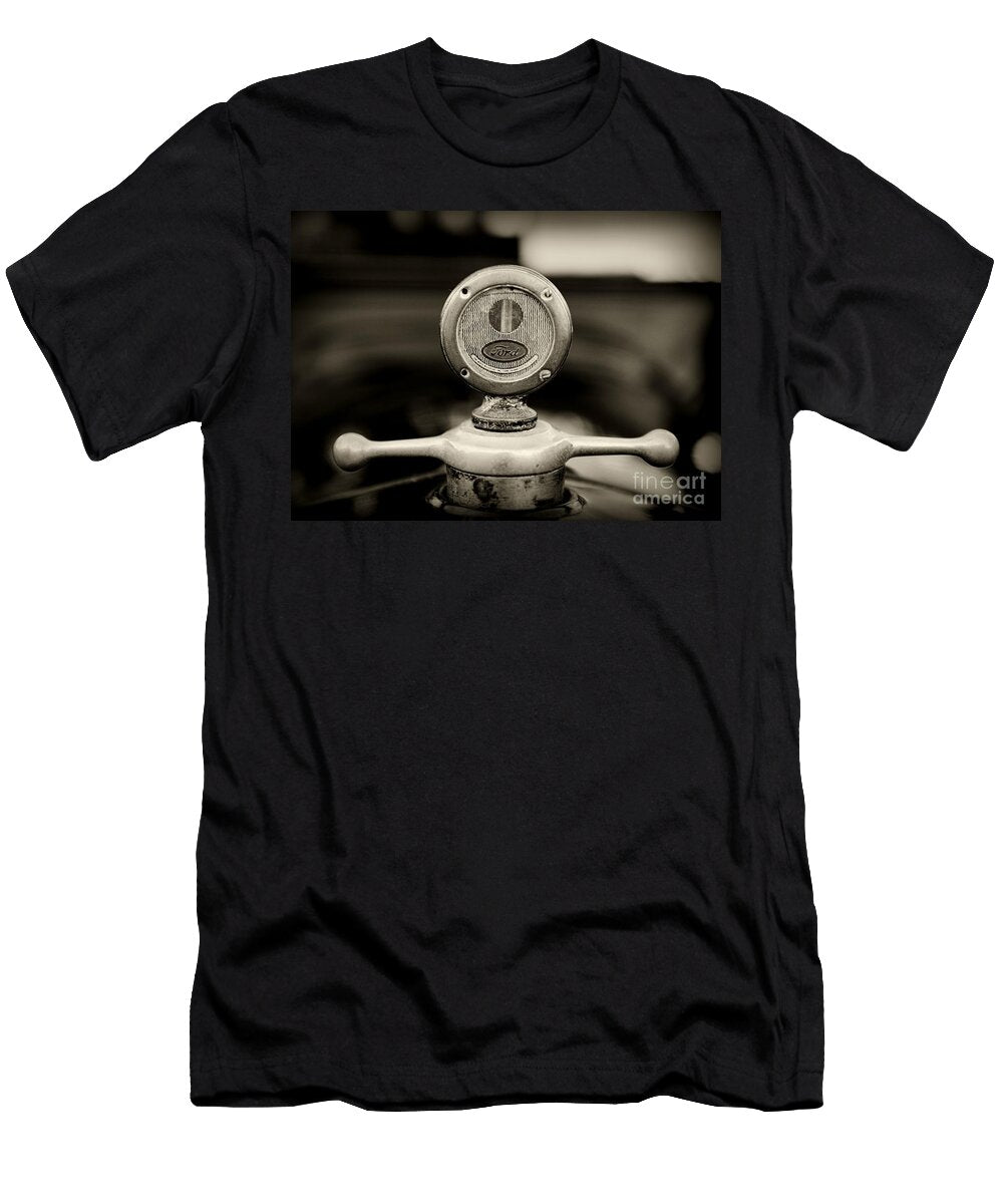 1919 Ford Model T Hood Ornament in Black and White Paul Ward T-Shirt