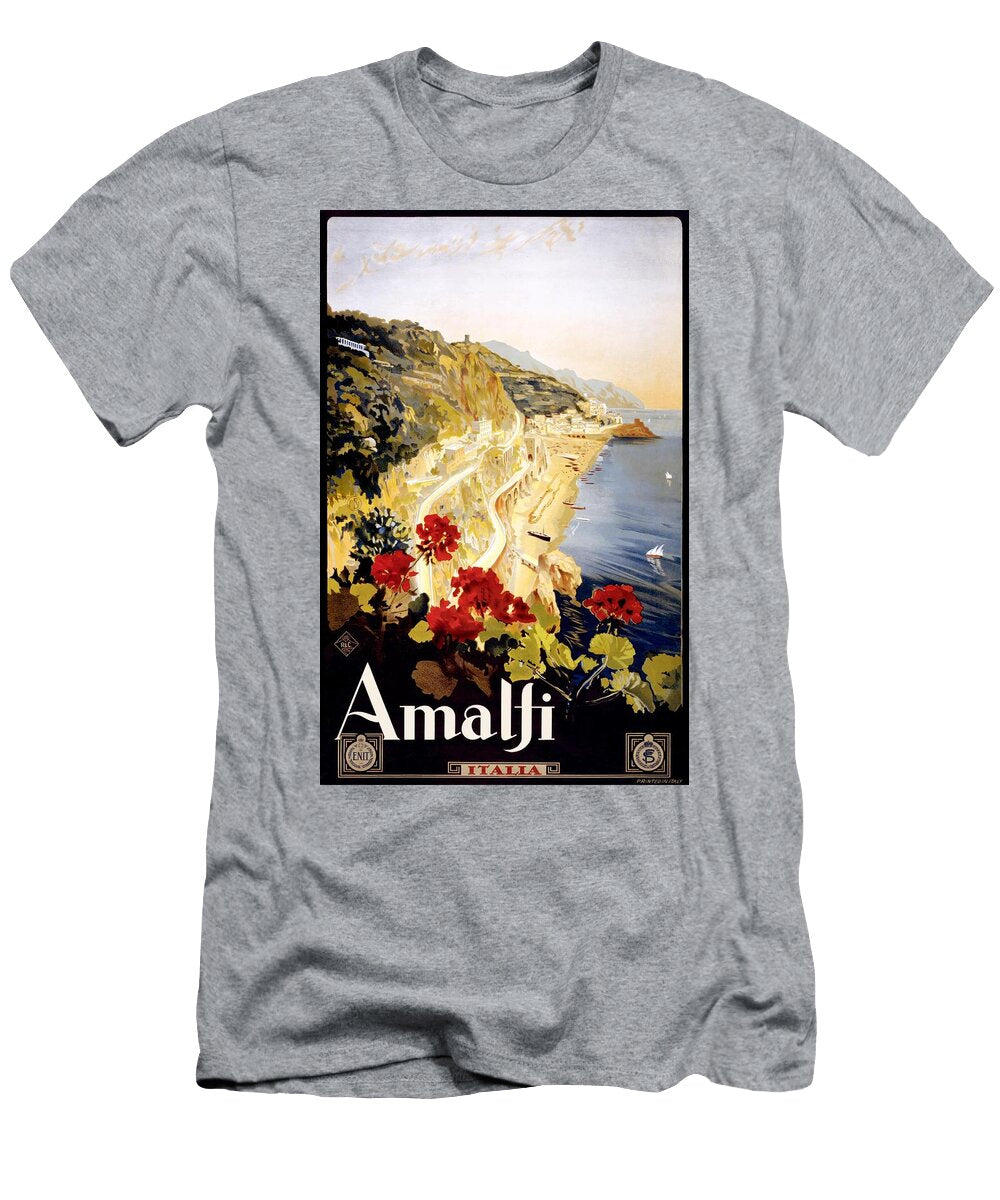 1920 Amalfi Coast Italy Travel Poster Retro Graphics T-Shirt