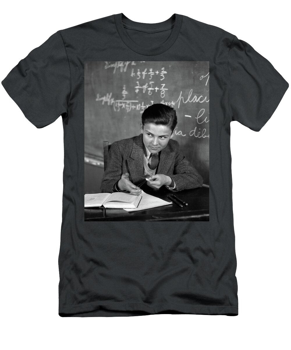 1920s 1930s Boy At Desk in Classroom Vintage Images T-Shirt