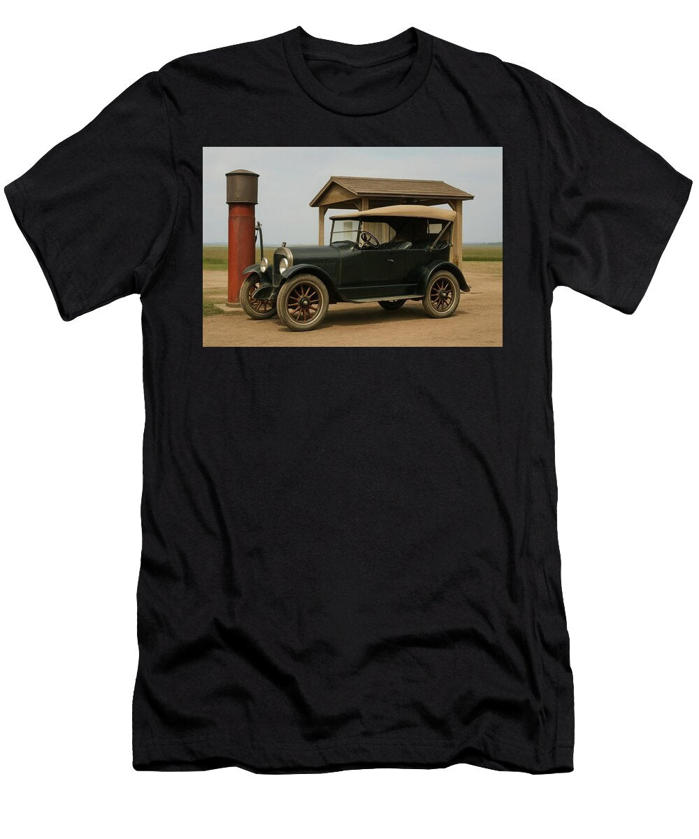 1920s Touring Car At a Country Curbside Gas Pump on the Prairie Cathy Anderson T-Shirt