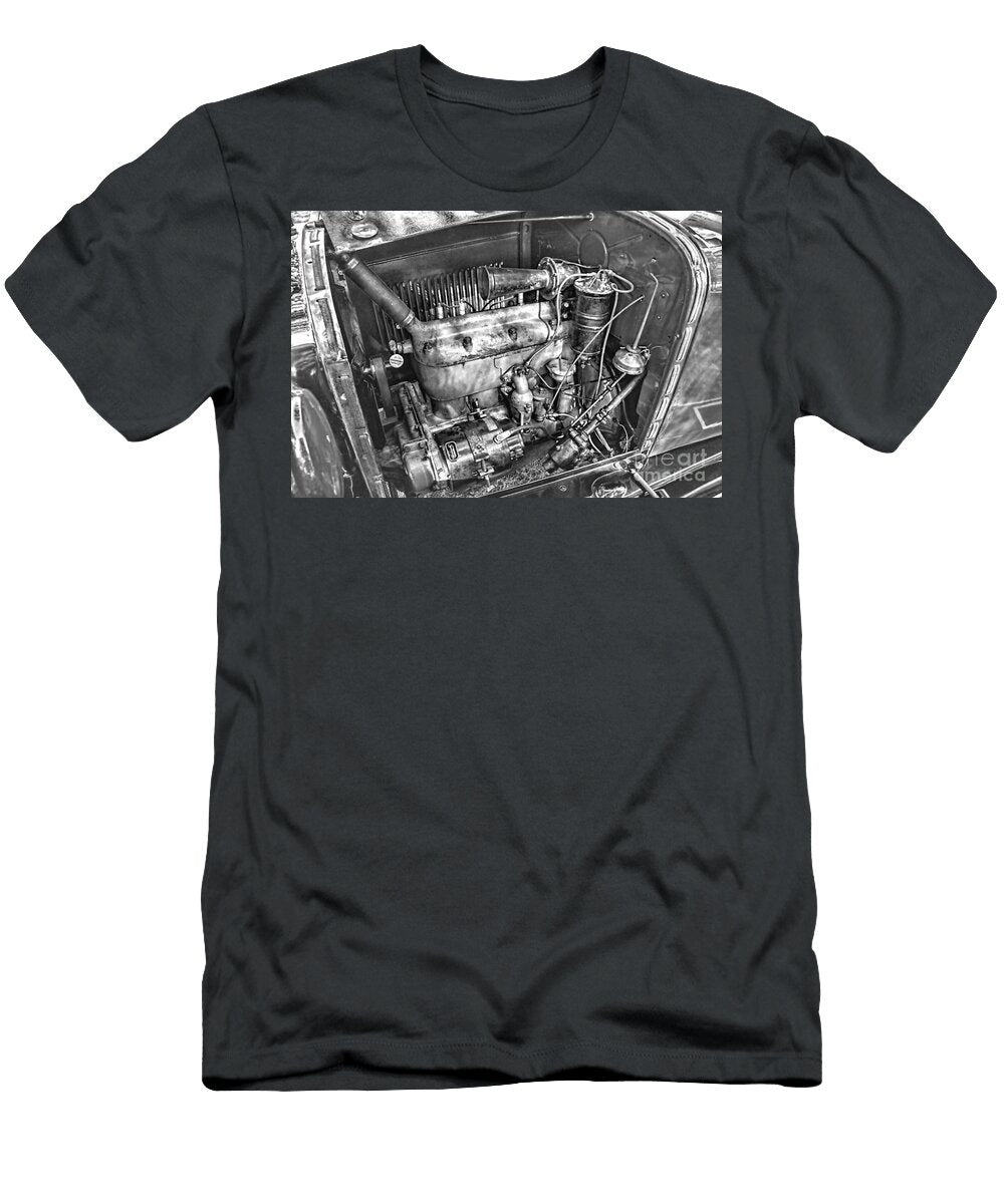 1924 Dodge Engine Black and White Nick Gray T-Shirt