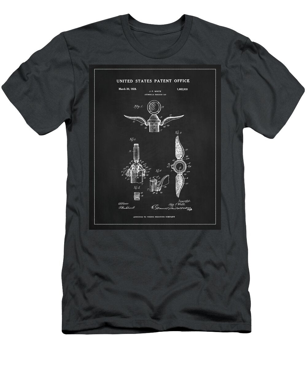 1928 Winged Radiator Cap Ornament Patent Drawing Dale Kincaid T-Shirt