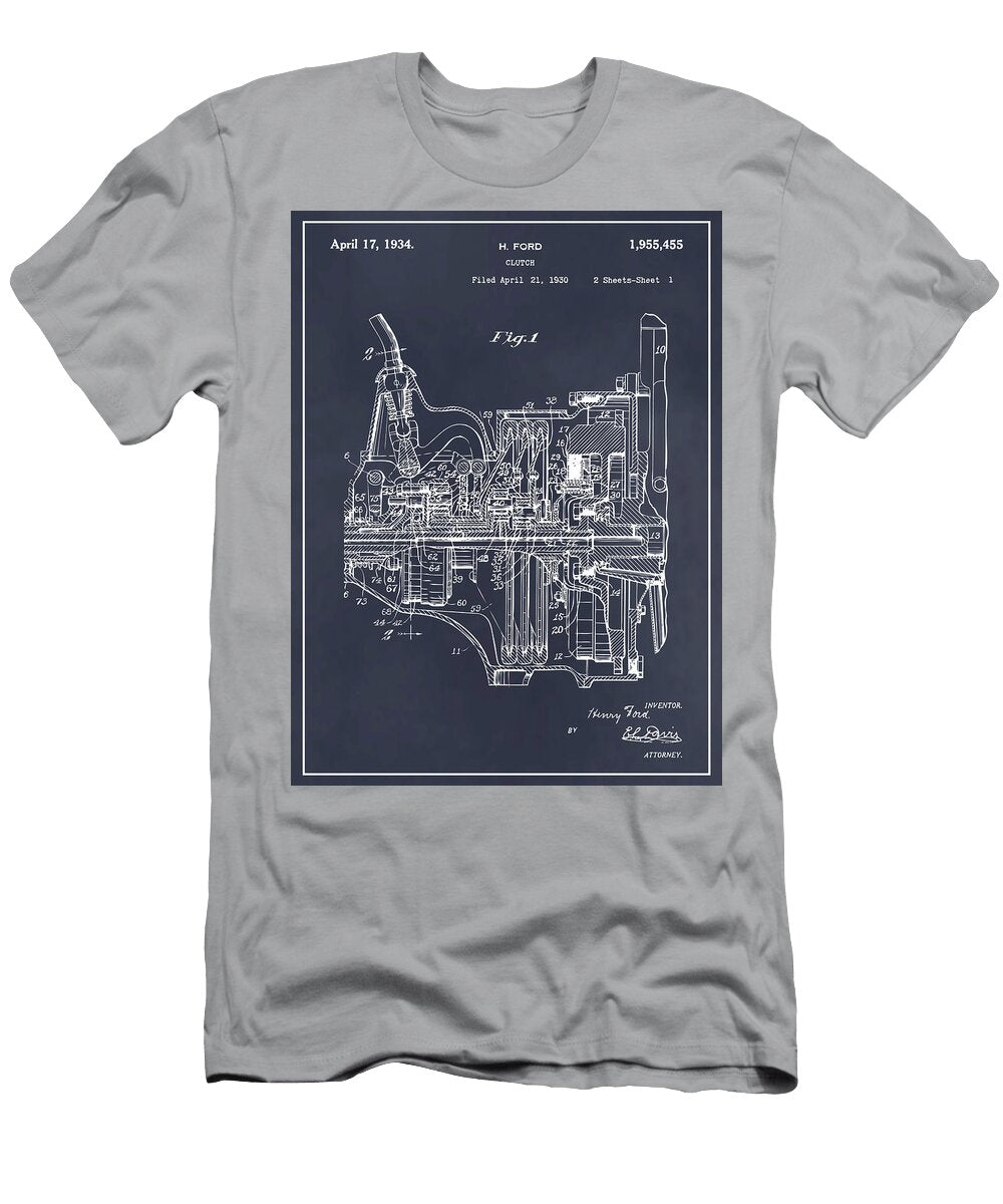 1930 Henry Ford Clutch Blackboard Patent Print Greg Edwards T-Shirt
