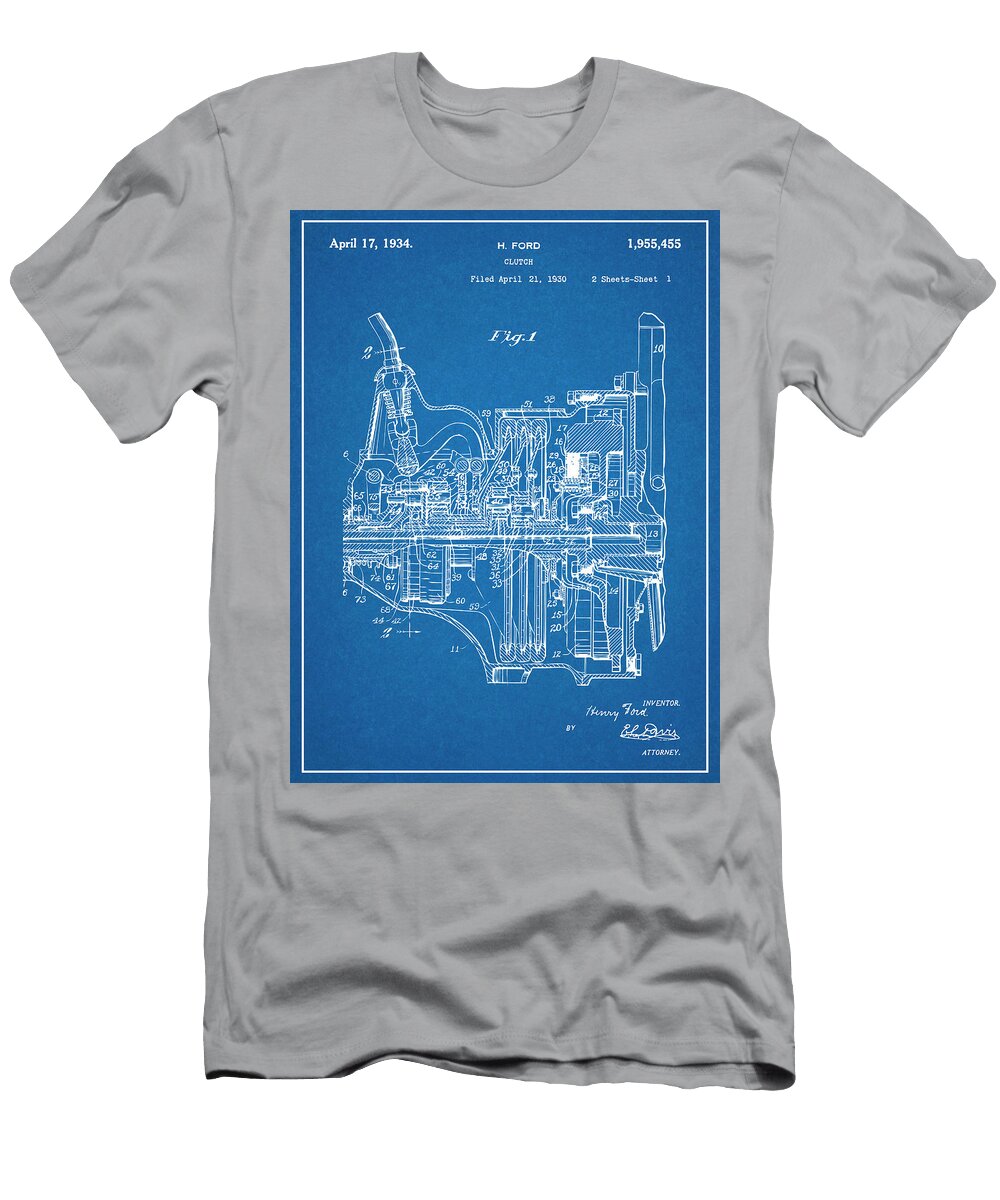 1930 Henry Ford Clutch Blueprint Patent Print Greg Edwards T-Shirt