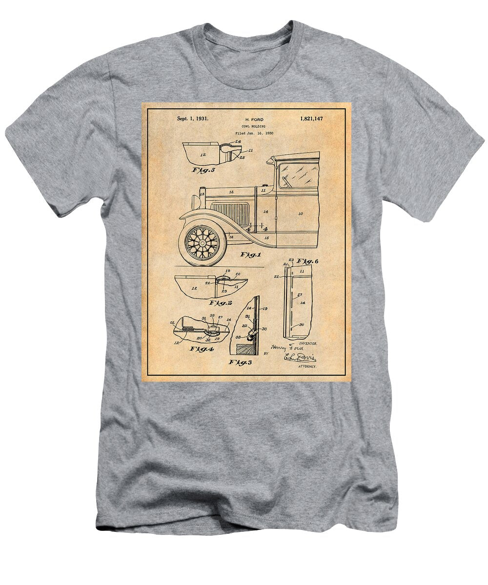 1930 Henry Ford Cowl Antique Paper Patent Print Greg Edwards T-Shirt