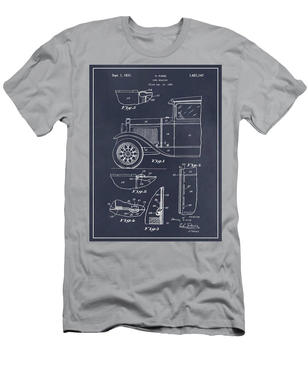 1930 Henry Ford Cowl Blackboard Patent Print Greg Edwards T-Shirt