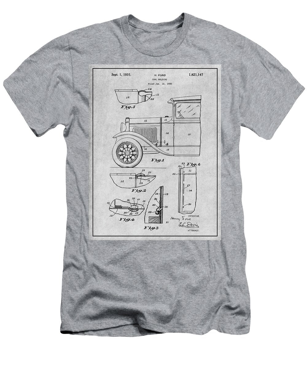 1930 Henry Ford Cowl Gray Patent Print Greg Edwards T-Shirt