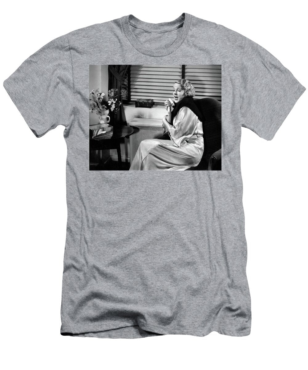 1930s Woman Sneezing Coughing with Cold Vintage Images T-Shirt
