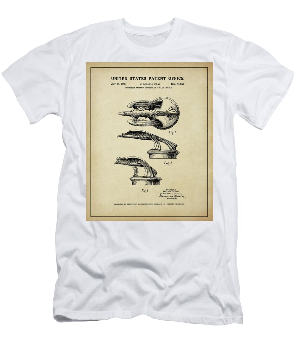 1931 Chevy Eagle Radiator Ornament Patent Dale Kincaid T-Shirt