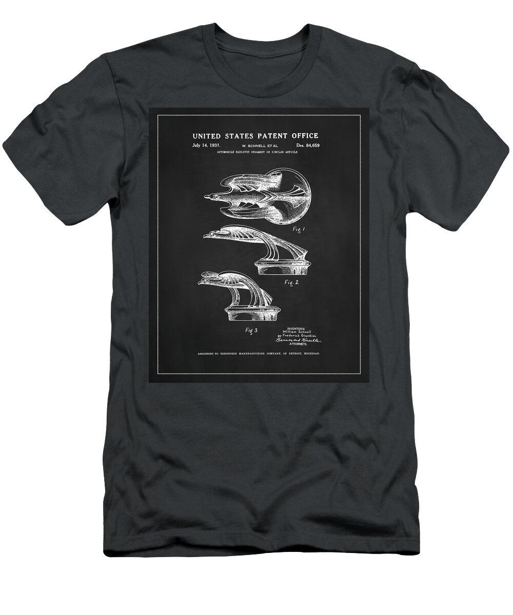 1931 Chevy Eagle Radiator Ornament Patent Drawing Dale Kincaid T-Shirt