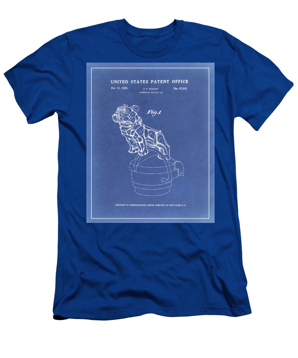 1932 Bulldog Mack Truck Radiator Cap Patent Blueprint Dale Kincaid T-Shirt