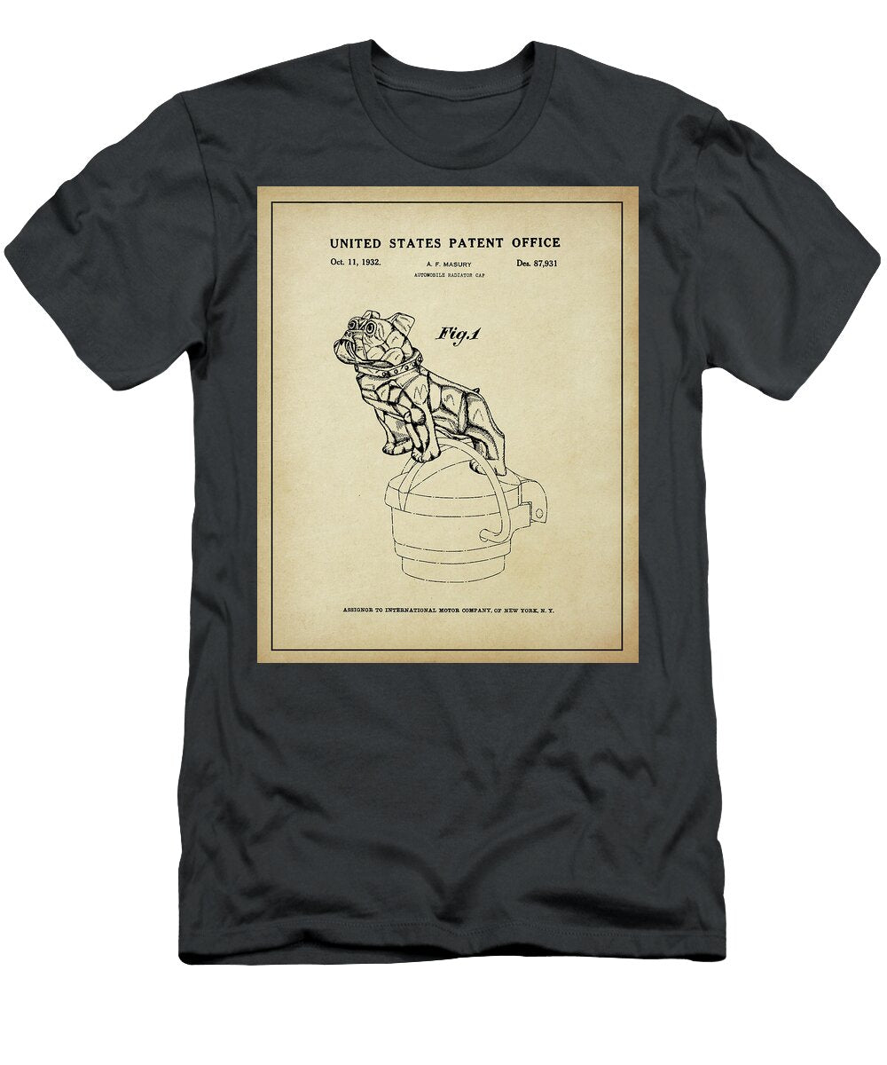 1932 Bulldog Mack Truck Radiator Cap Patent Dale Kincaid T-Shirt