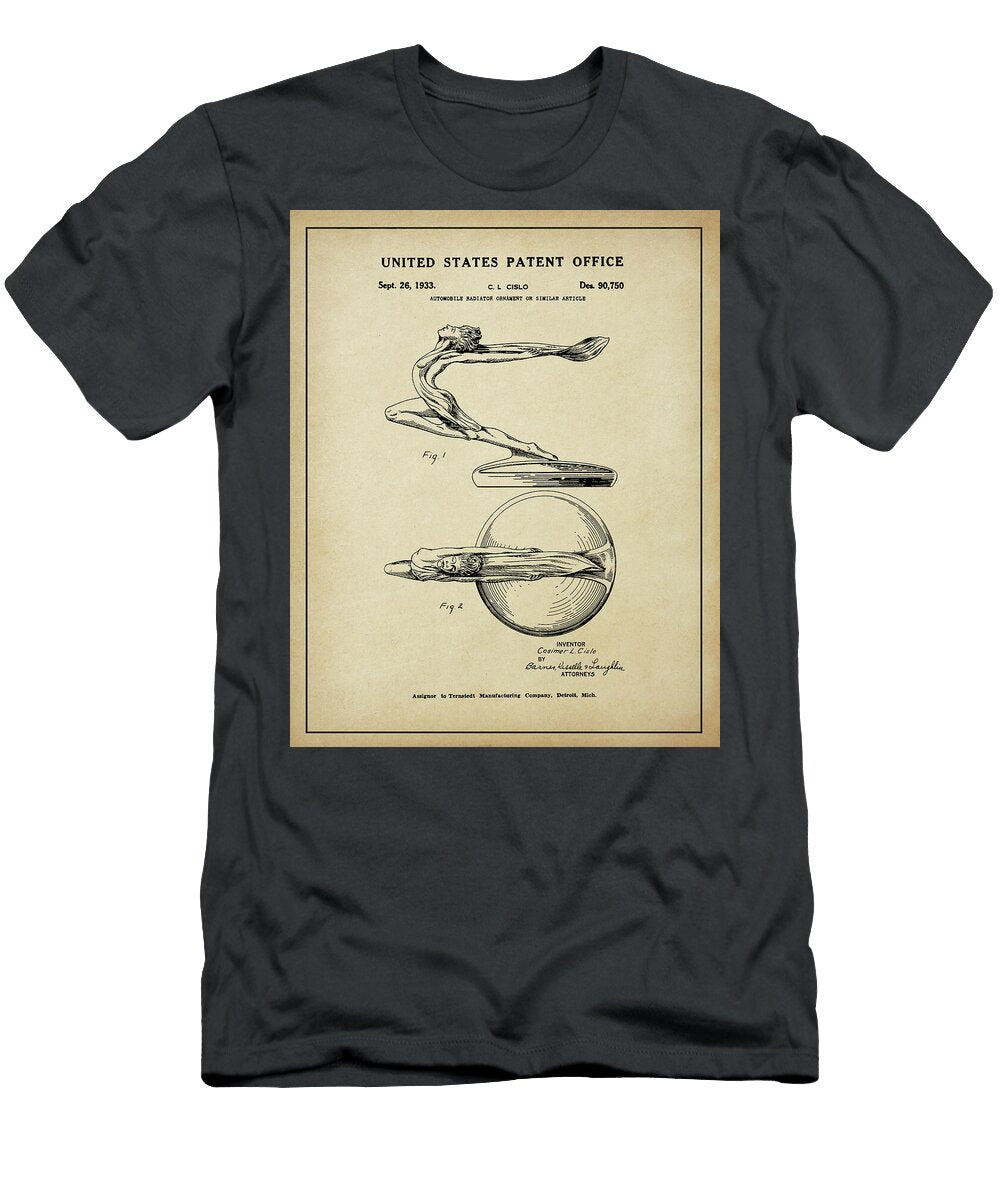 1933 Buick Flying Lady Radiator Ornament Patent Dale Kincaid T-Shirt