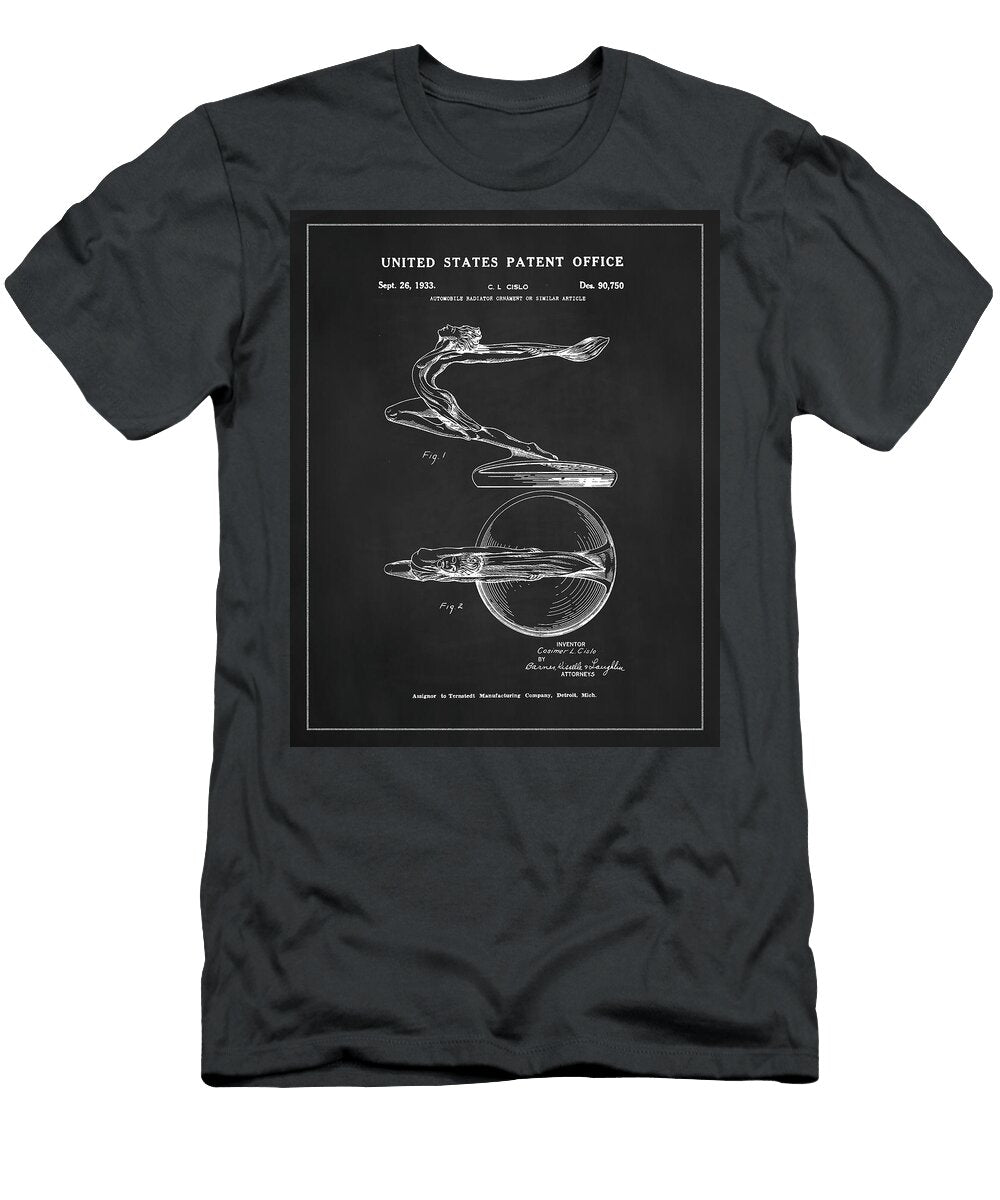 1933 Buick Flying Lady Radiator Ornament Patent Drawing Dale Kincaid T-Shirt
