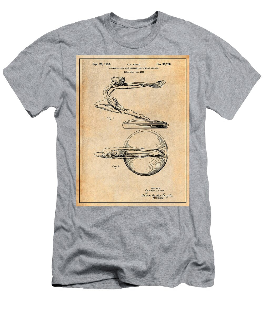 1933 Buick Hood Ornament Antique Paper Patent Print Greg Edwards T-Shirt