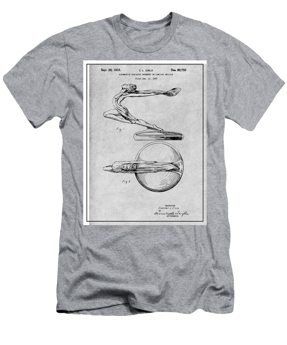 1933 Buick Hood Ornament Gray Patent Print Greg Edwards T-Shirt