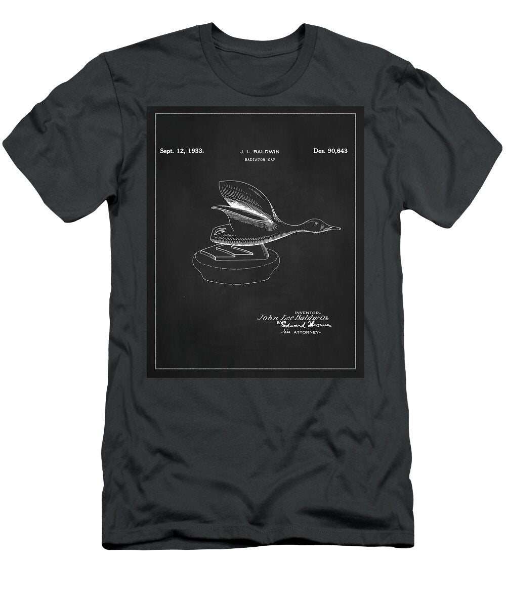 1933 Flying Bird Radiator Cap Patent Drawing Dale Kincaid T-Shirt