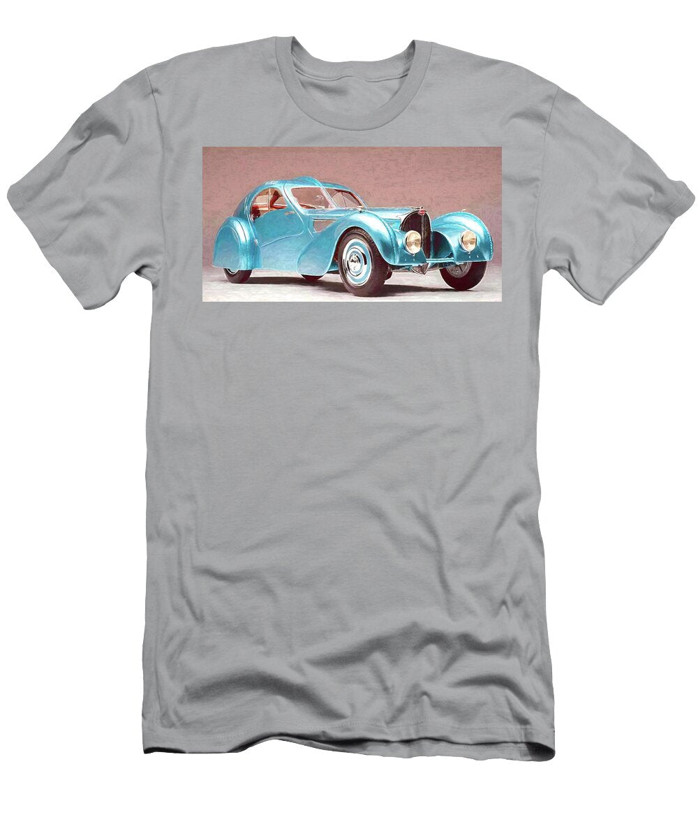 1936 Bugatti Type 57s C Coup Aero Chassis in Blue Painting John Straton T-Shirt
