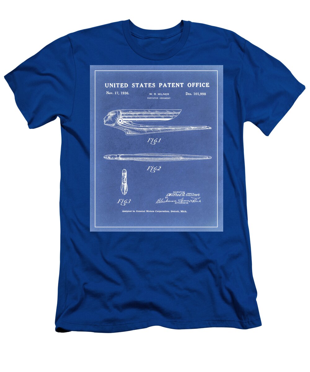1936 Pontiac Chief Hood Ornament Blueprint Dale Kincaid T-Shirt