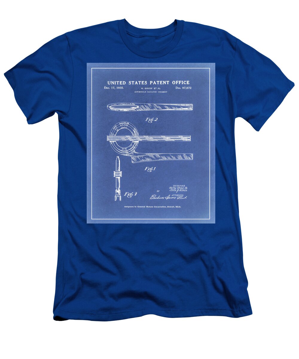 1936 Pontiac Deluxe 8 Hood Ornament Blueprint Dale Kincaid T-Shirt