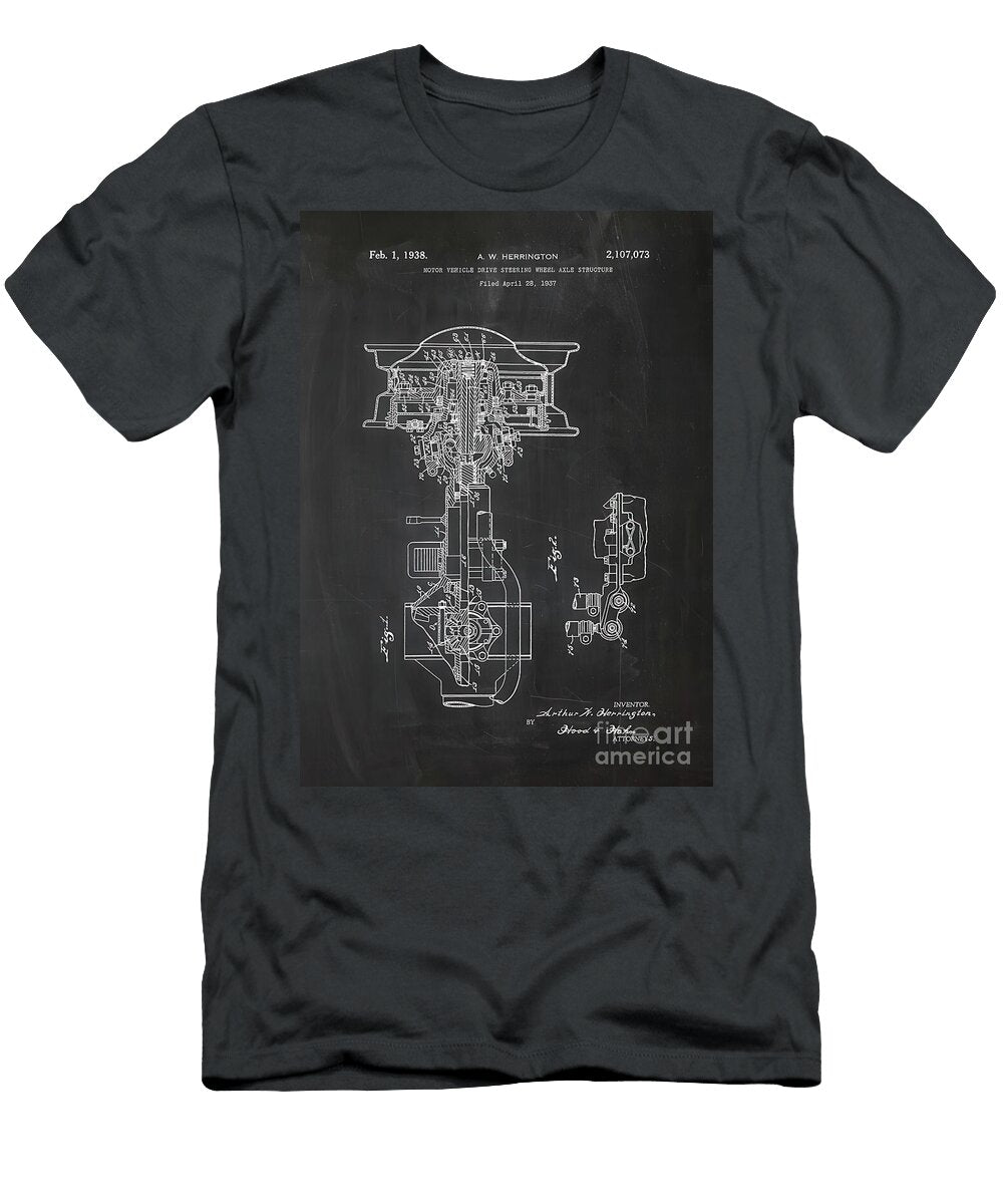 1937 Motor Vehicle Drive Steering Wheel Axle Christian Hall T-Shirt