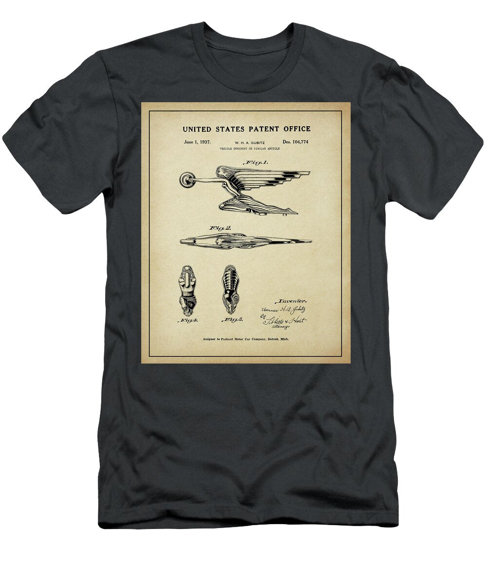 1937 Packard Goddess of Speed Hood Ornament Patent Dale Kincaid T-Shirt