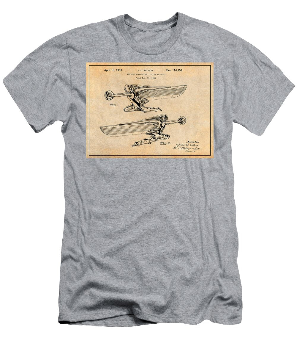 1939 Packard Radiator Cap Hood Ornament Antique Paper Patent Print Greg Edwards T-Shirt