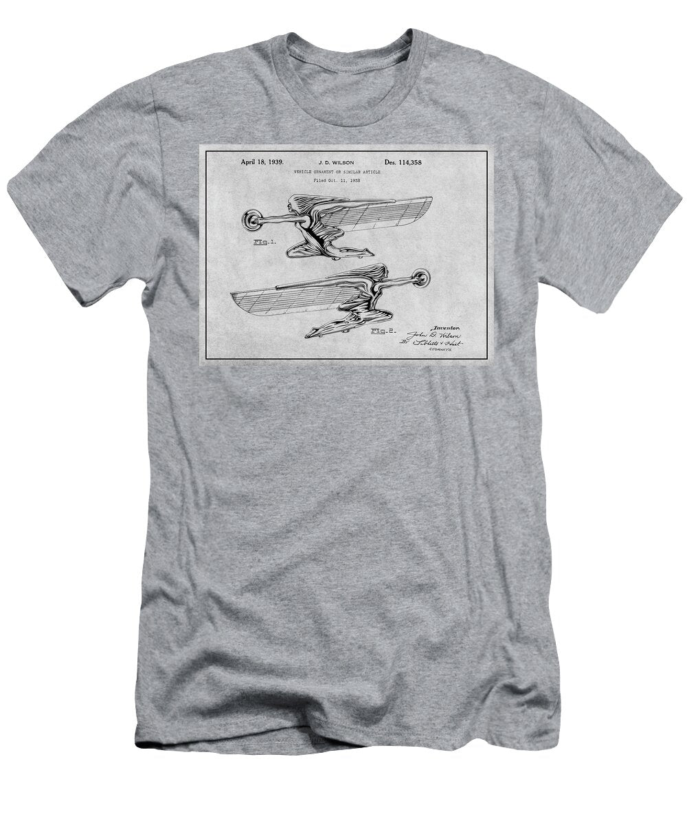 1939 Packard Radiator Cap Hood Ornament Gray Patent Print Greg Edwards T-Shirt
