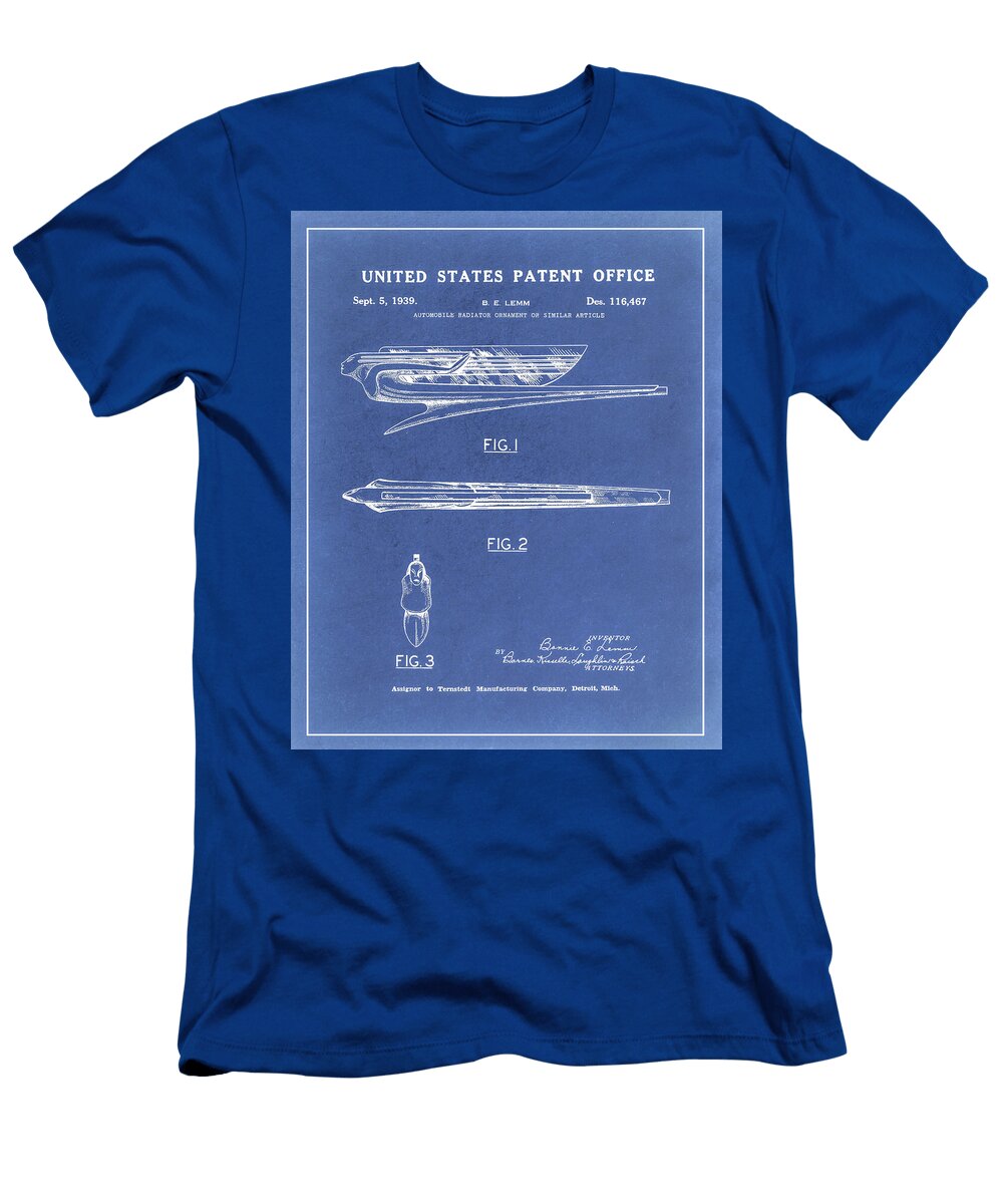 1939 Pontiac Indian Hood Ornament Patent Blueprint Dale Kincaid T-Shirt