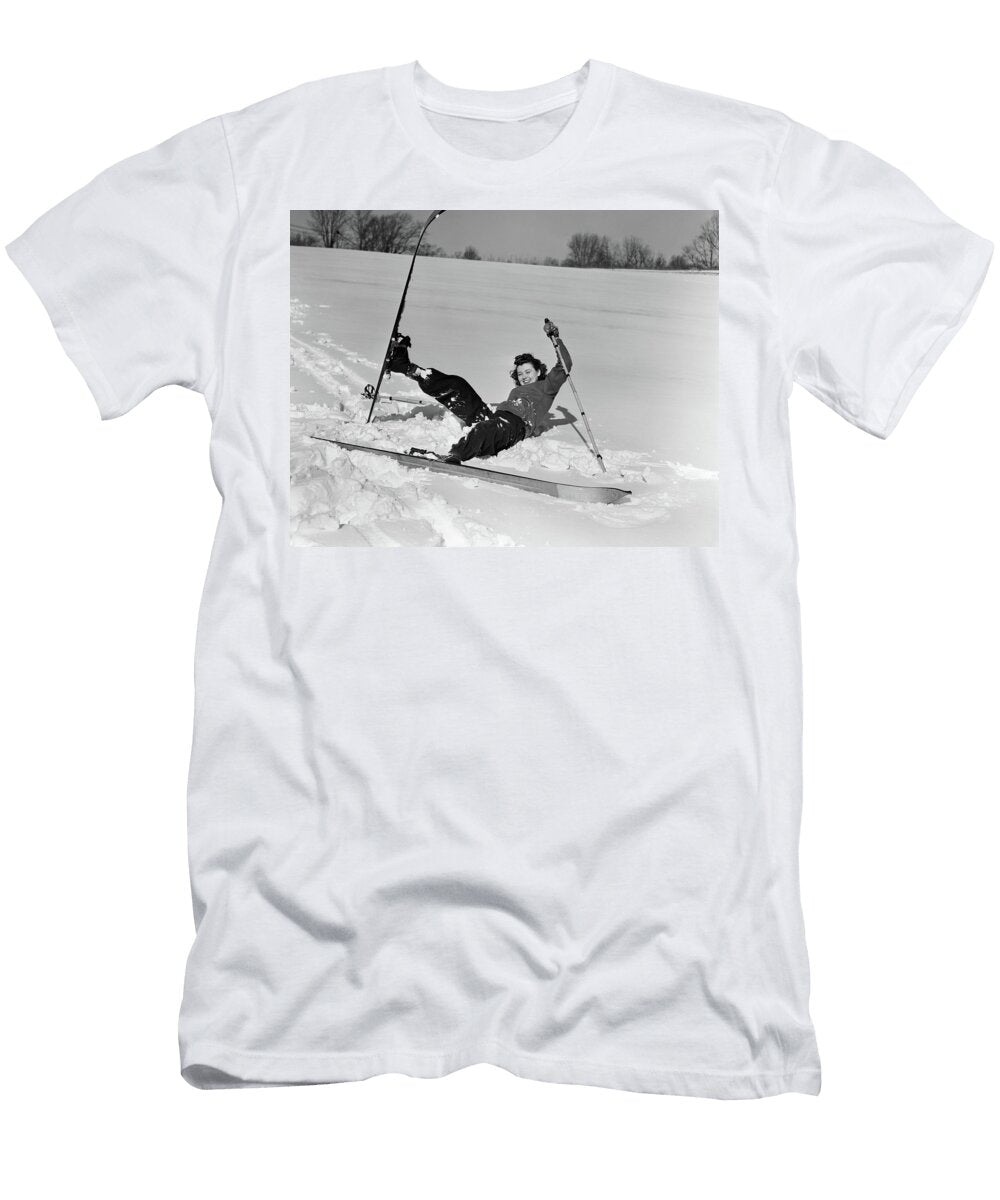 1940s 1930s Woman Falling in Snow Vintage Images T-Shirt