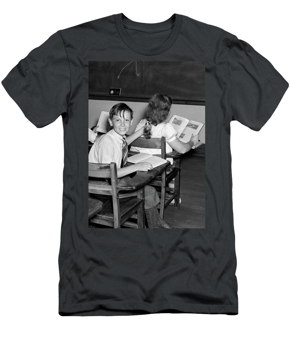 1940s 3 Kids Students Classroom Boy Vintage Images T-Shirt