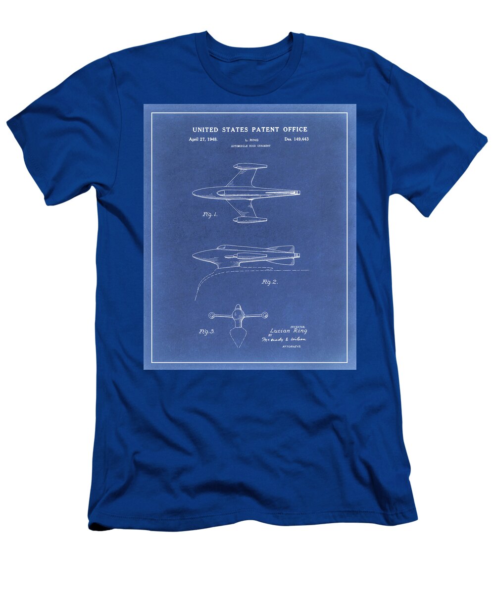 1948 Jet Plane Hood Ornament Patent Blueprint Dale Kincaid T-Shirt