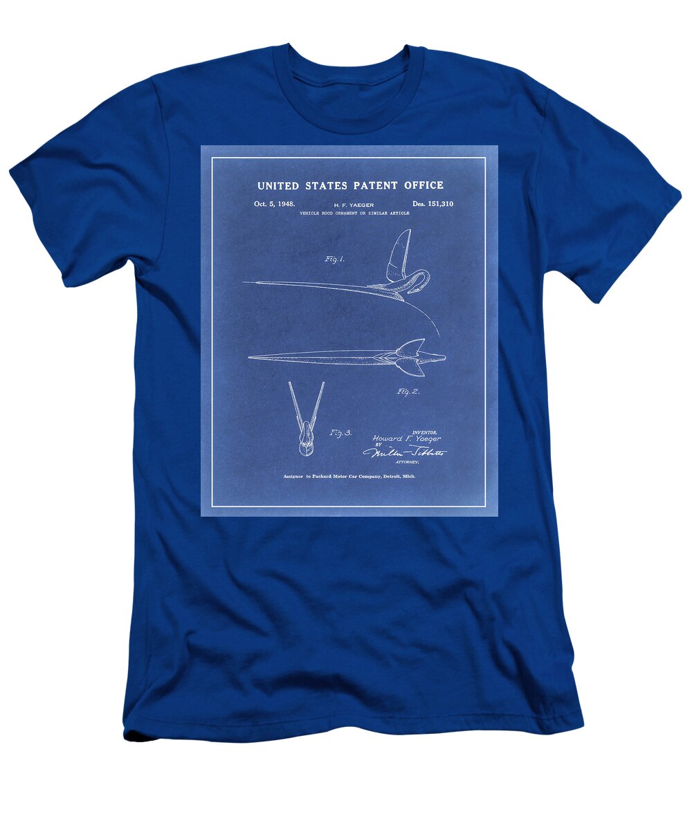1948 Packard Cormorant Hood Ornament Patent Blueprint Dale Kincaid T-Shirt