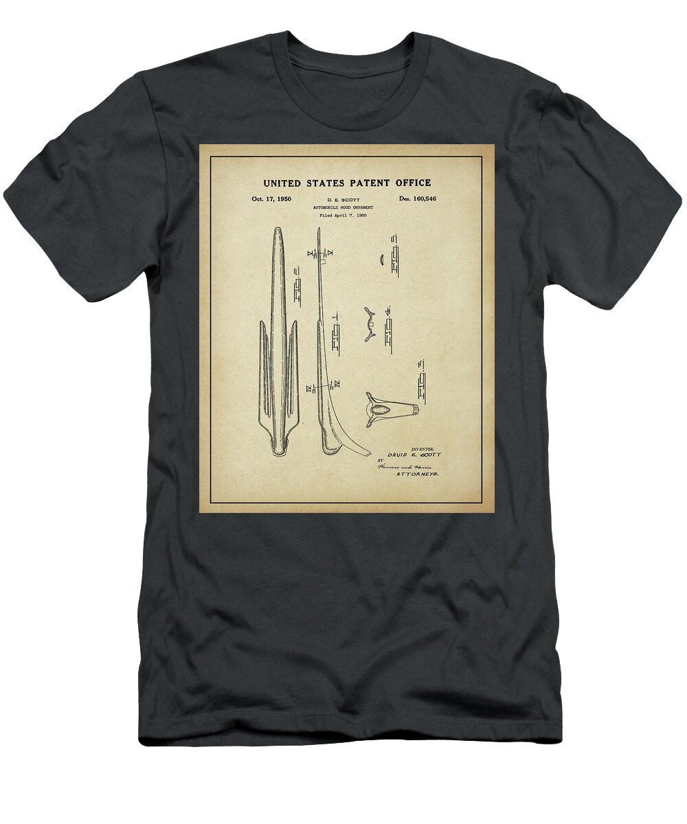 1950 Cadillac Hood Ornament Patent Dale Kincaid T-Shirt