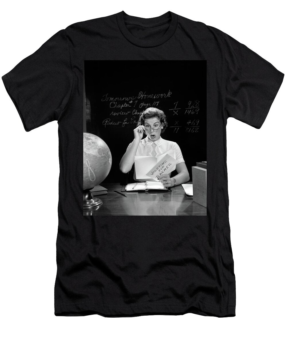 1950s School Teacher At Desk Hand Vintage Images T-Shirt