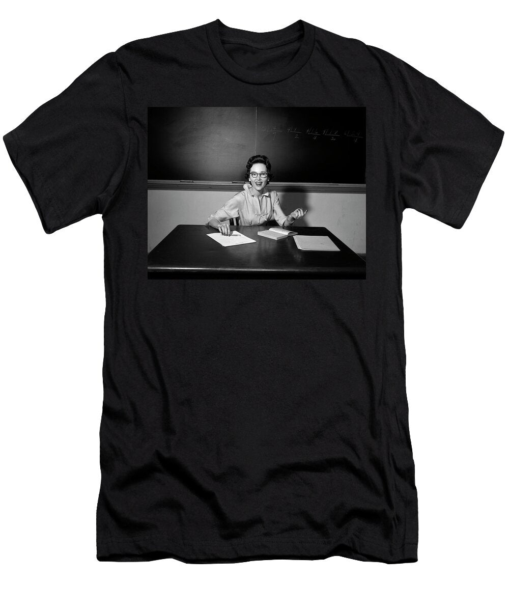 1950s School Teacher Wearing Glasses Vintage Images T-Shirt
