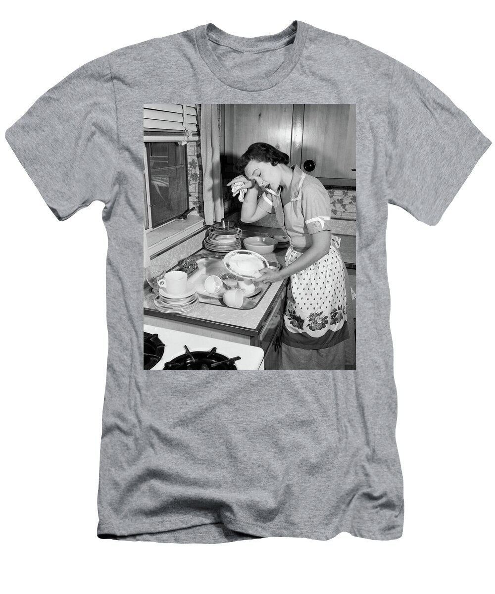 1950s Tired Exhausted Woman Housewife Vintage Images T-Shirt
