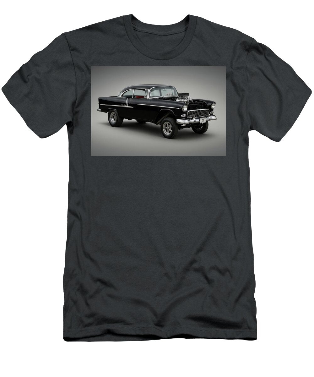 1955 Chevrolet Gasser Black Blown Post Sedan Cathy Anderson T-Shirt