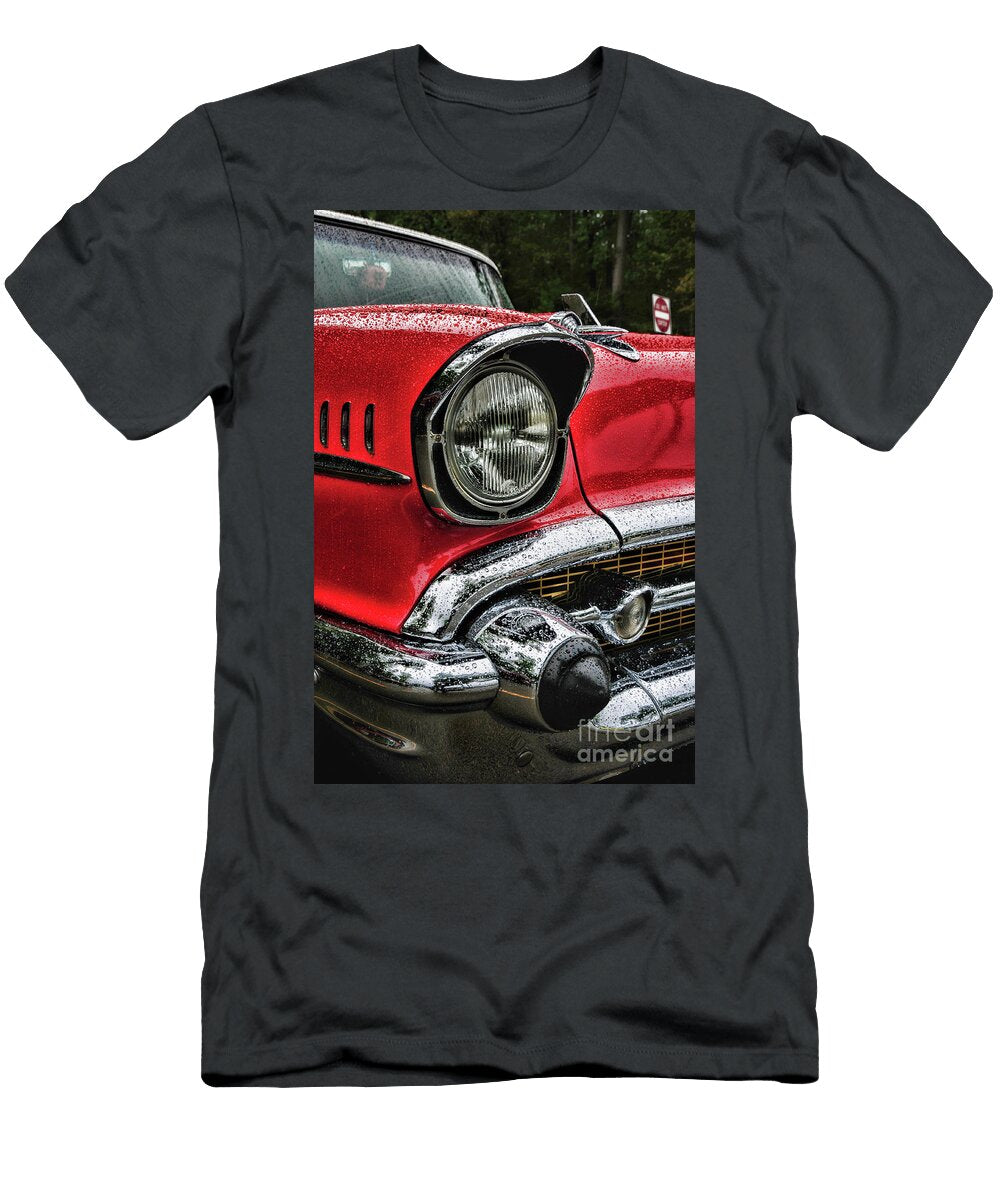 1957 Chevy Belair Headlight Covered in Raindrops Paul Ward T-Shirt
