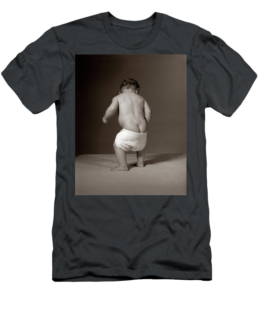 1960s Baby Standing with Diaper Falling Vintage Images T-Shirt
