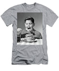 1960s Boy Eating Stack of Pancakes Vintage Images T-Shirt