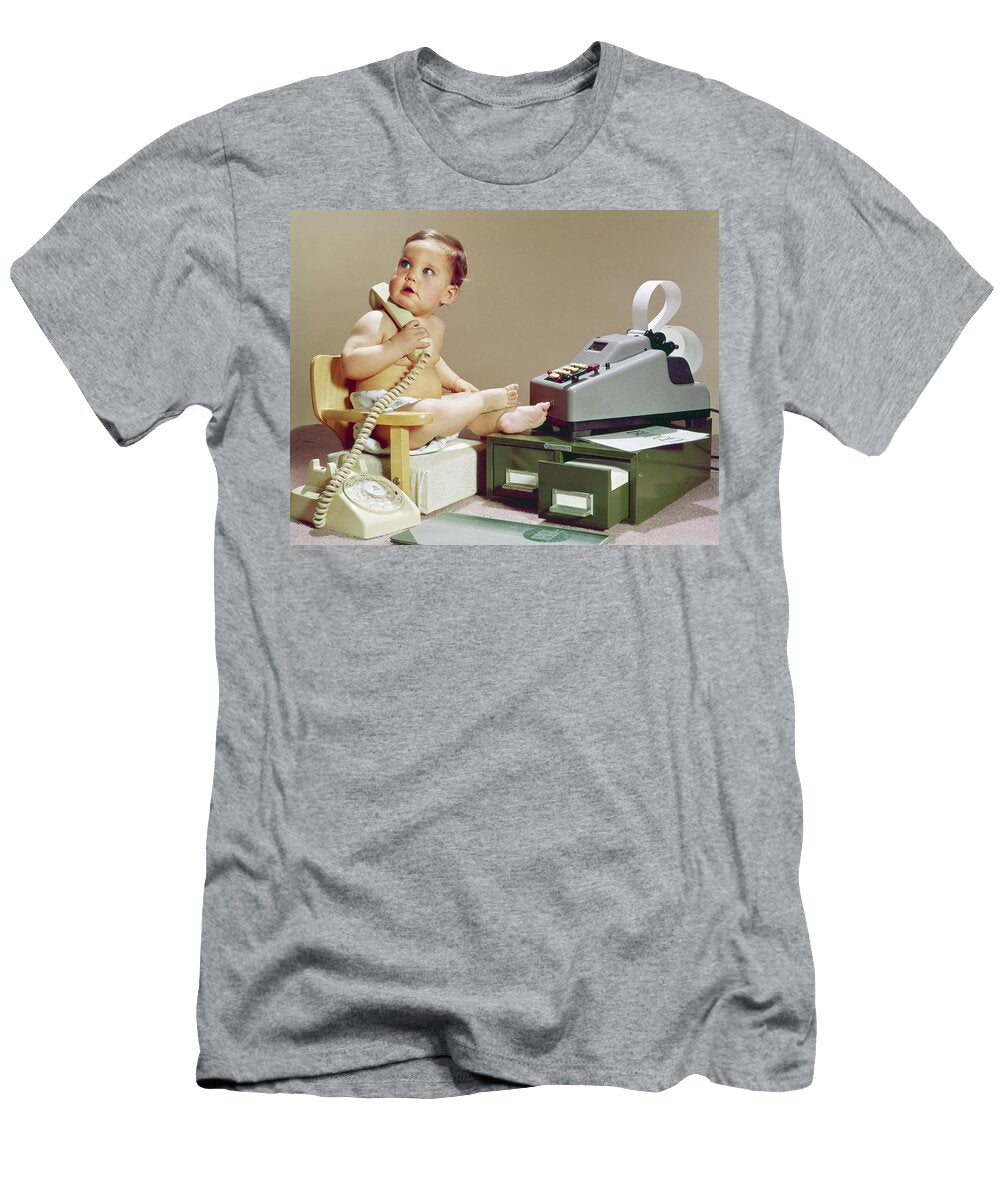 1960s Business Baby Sitting in Chair Vintage Images T-Shirt