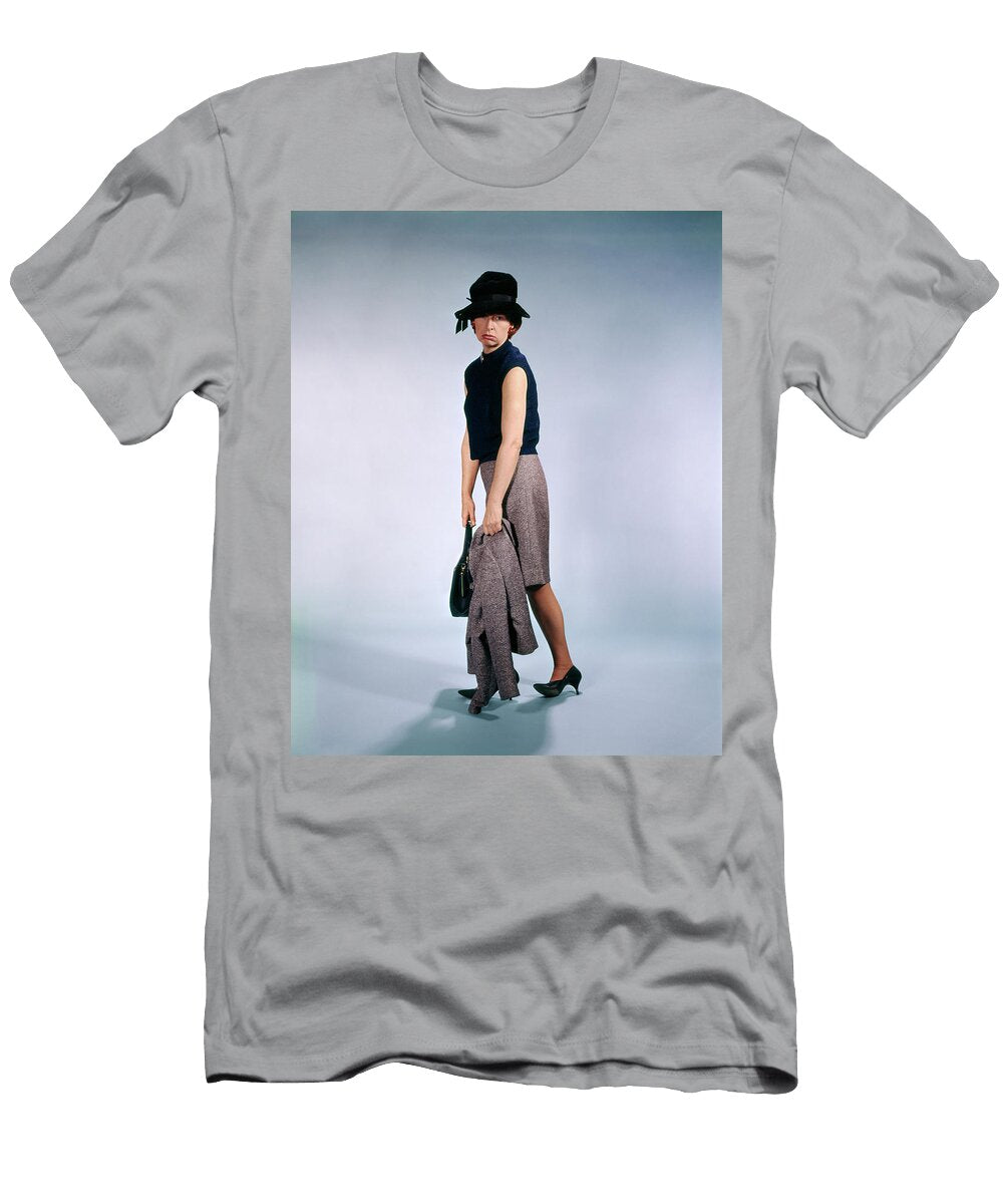 1960s Exhausted Woman Walking Dragging Vintage Images T-Shirt