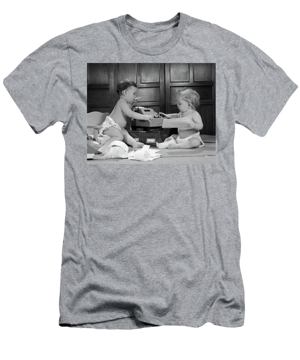 1960s Two Babies Wearing Diapers Vintage Images T-Shirt