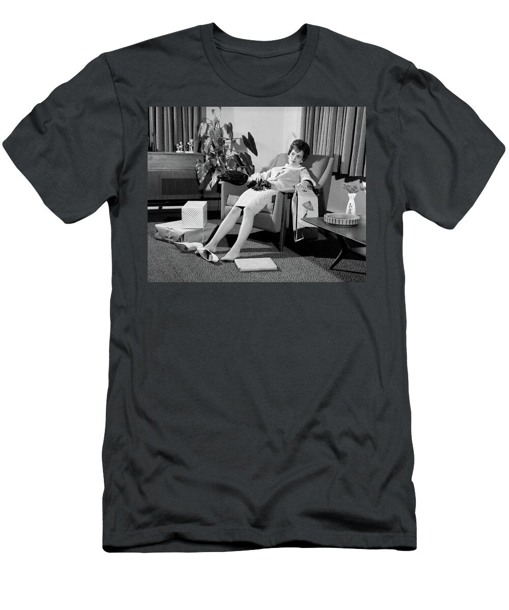 1960s Woman Plopped Down in Armchair Vintage Images T-Shirt