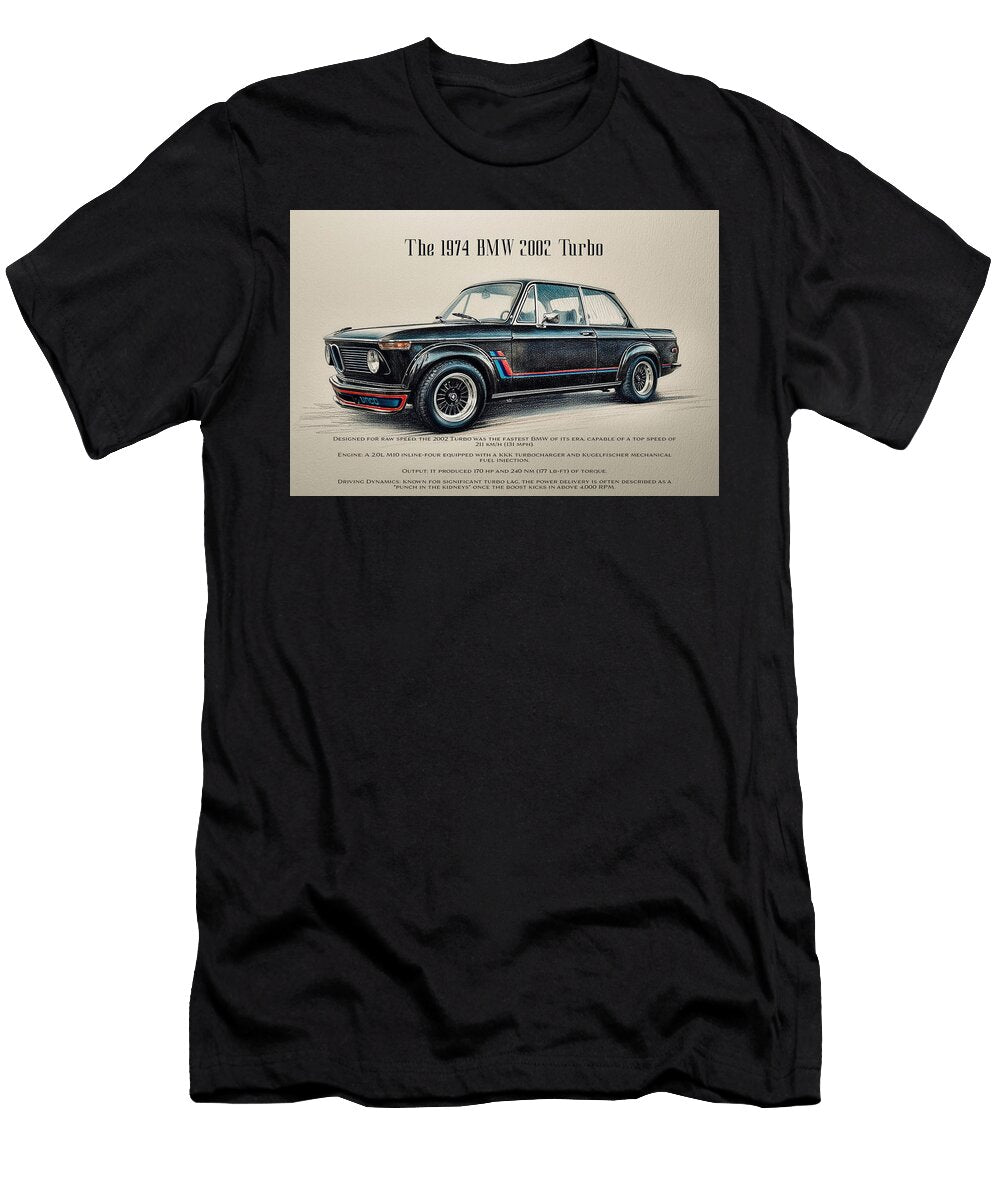 1974 BMW 2002 Turbo Sketch Kevin Walker and Pixel Reverie T-Shirt